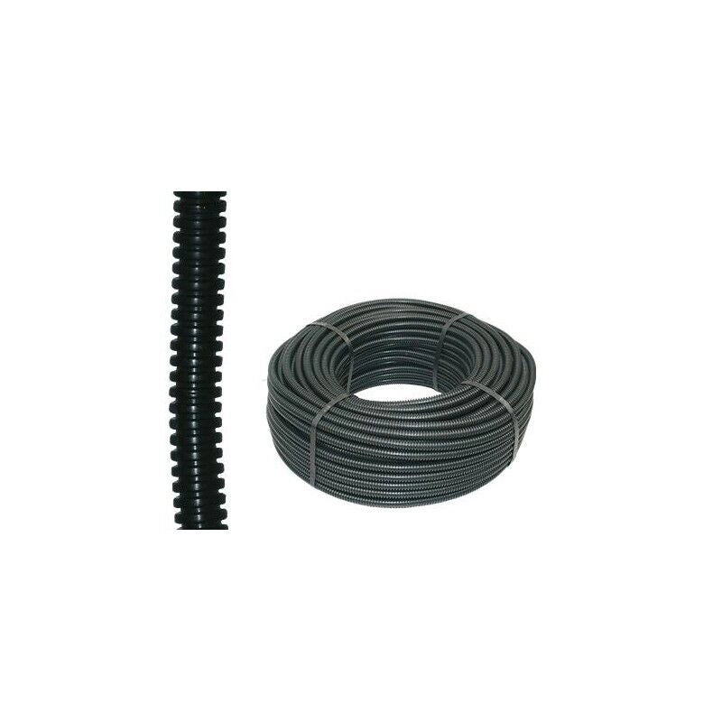 TUBO CORRUGATO PIEGHEVOLE IN PVC NERO CON TIRAFILO D20 ROTOLO DA 10 MT