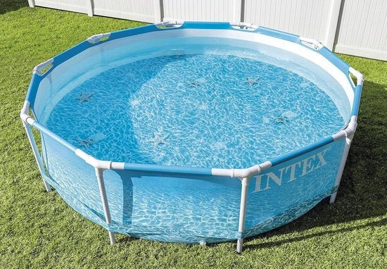 Piscina a Cuscino Metallico 305cm x 76cm con Spiaggia Circolare - Piscina per Famiglie di Grande Dimensione
