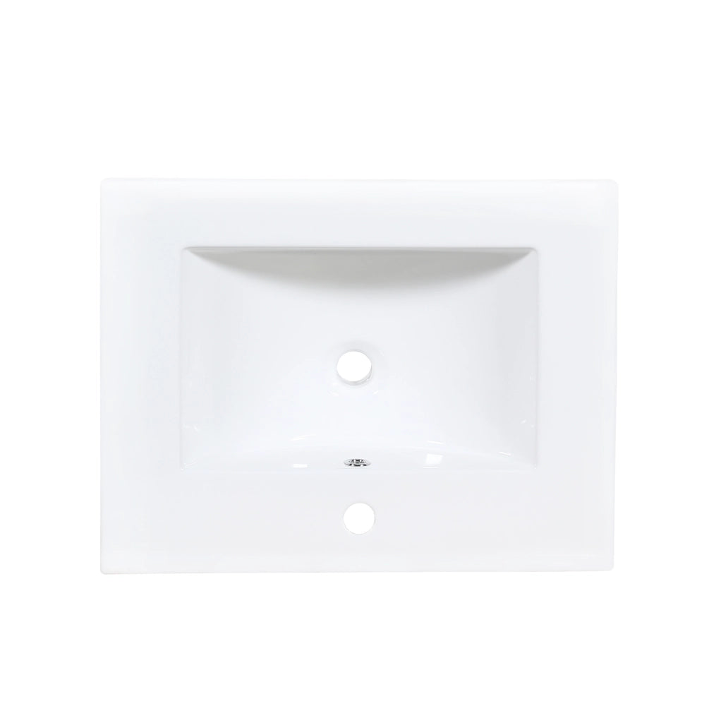 Mobile bagno sospeso da 61 cm con LED; 2 cassetti e lavabo in ceramica