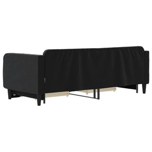 Divano Letto Estraibile con Cassetti Nero 90x200 cm in Velluto 3197115