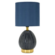 Lampada da comodino Flavi Blu in ceramica con paralume in tessuto — O 15 cm
