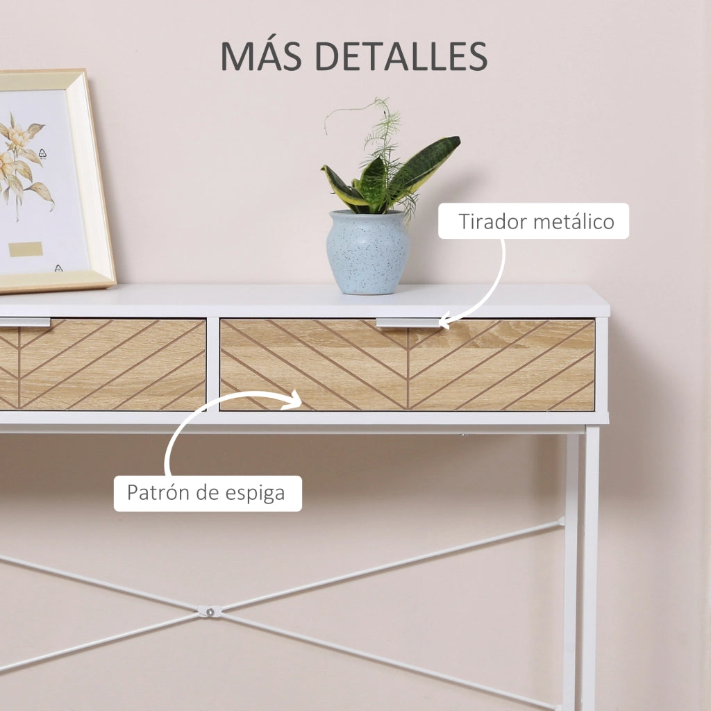 Consolle moderna con 2 cassetti ¨C Xylo ¨C effetto rovere e bianco