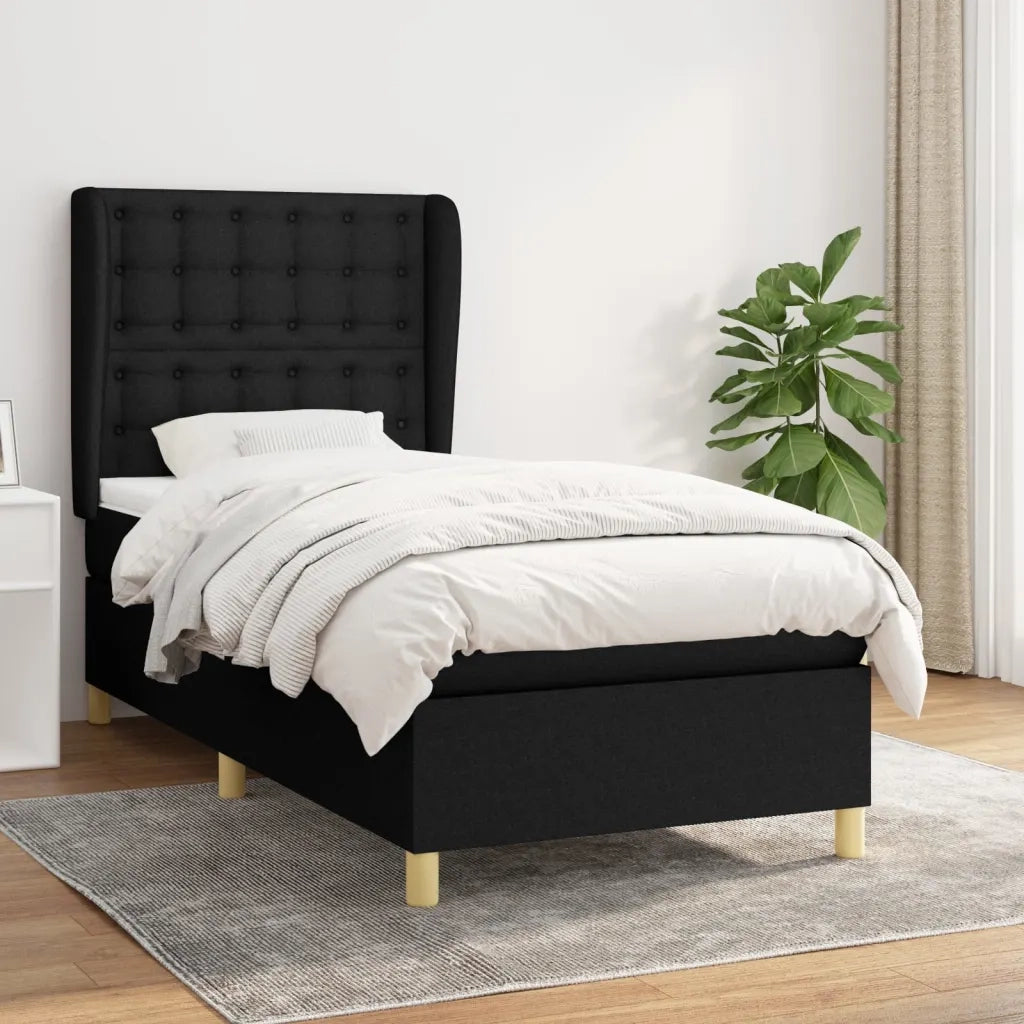 Giroletto a Molle con Materasso Nero 100x200 cm in Tessuto 3128823