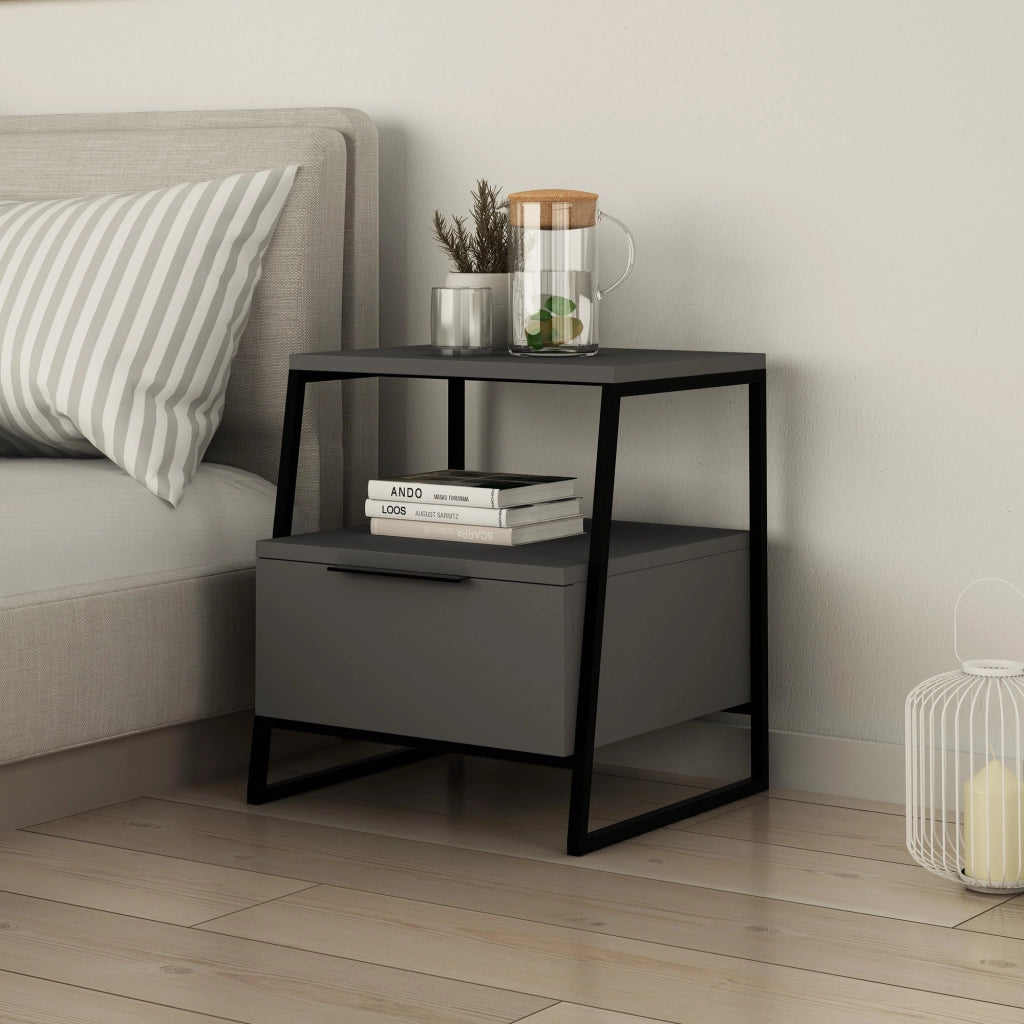 Comodino in legno "Pal" - 45 x 40 x 50 cm - Grigio antracite