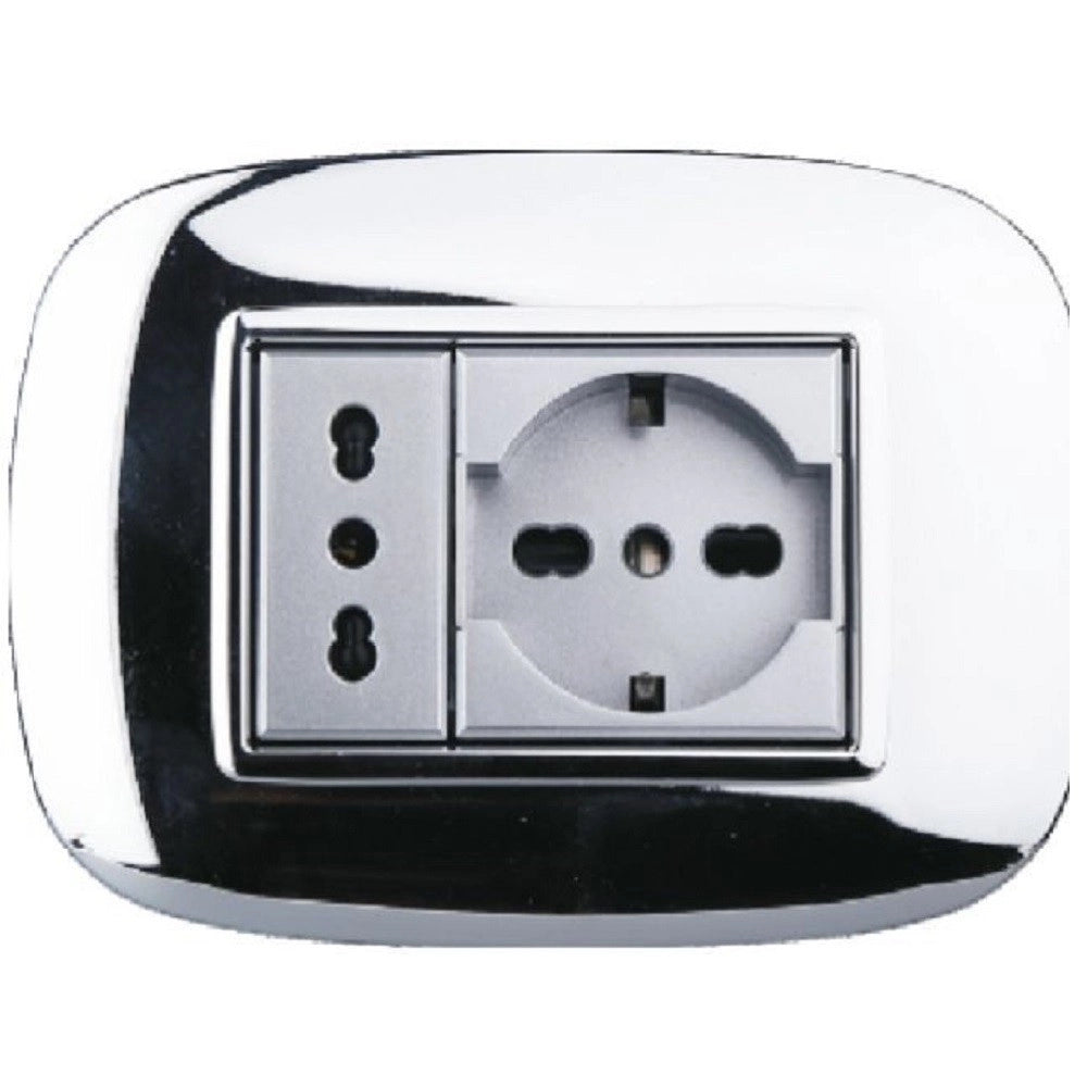 Trade Shop - Placca Oval 3 4 6 Moduli Colore Cromo Lucido Compatibile Bticino Axolute -