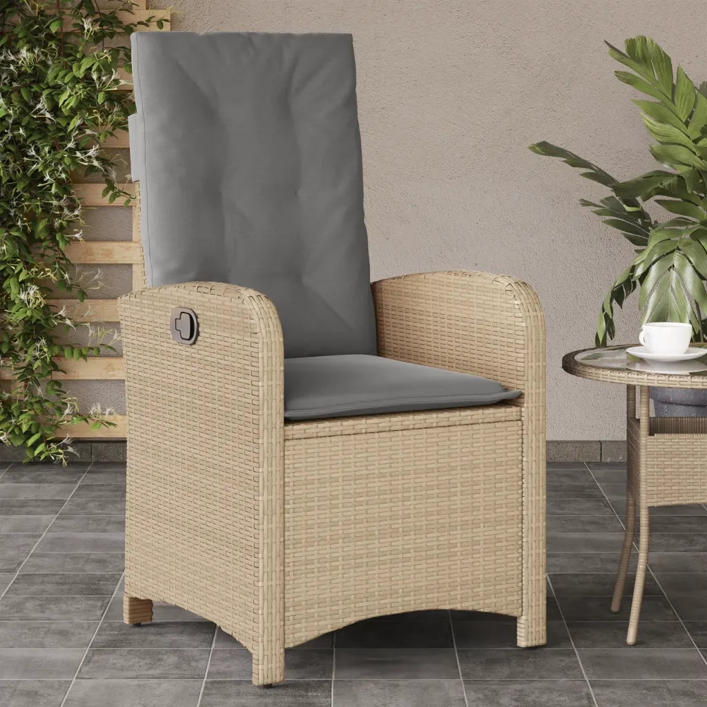 Sedie Reclinabili Giardino 2 pz | Sedie da Esterno Cuscini Beige Misto Polyrattan