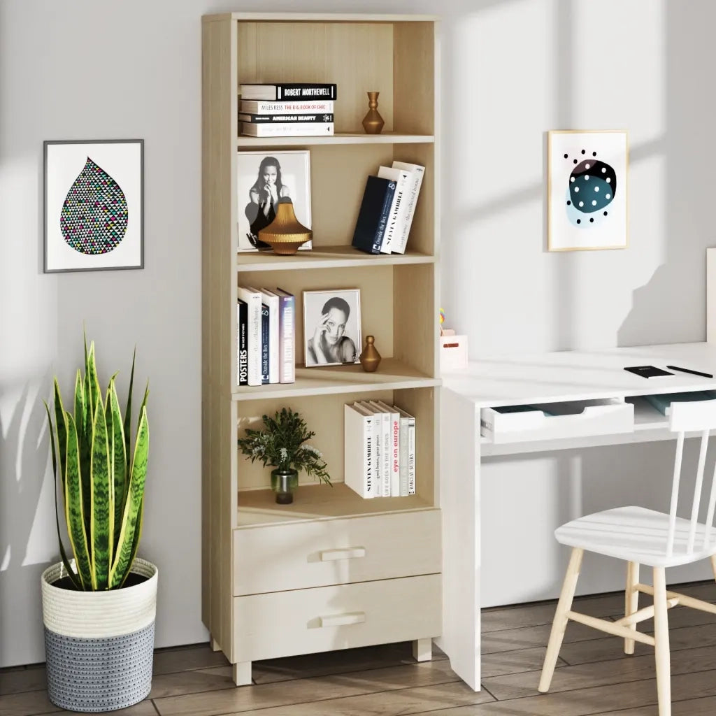 Credenza-Buffet-Armadio da cucina HAMAR ambra 60x35x180 cm in Legno Massello di Pino