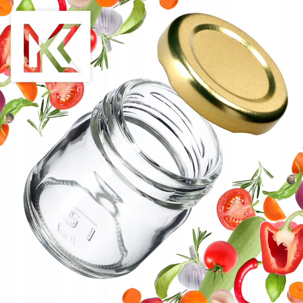 Barattoli di vetro KADAX Halli 40 ml 10 pezzi 43 mm + coperchi dorati