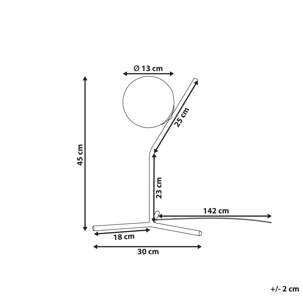Lampada da tavolo bianca e nera con paralume in vetro Asta in ferro 45 cm Telaio Luce singola Design moderno Accessori per la casa Soggiorno