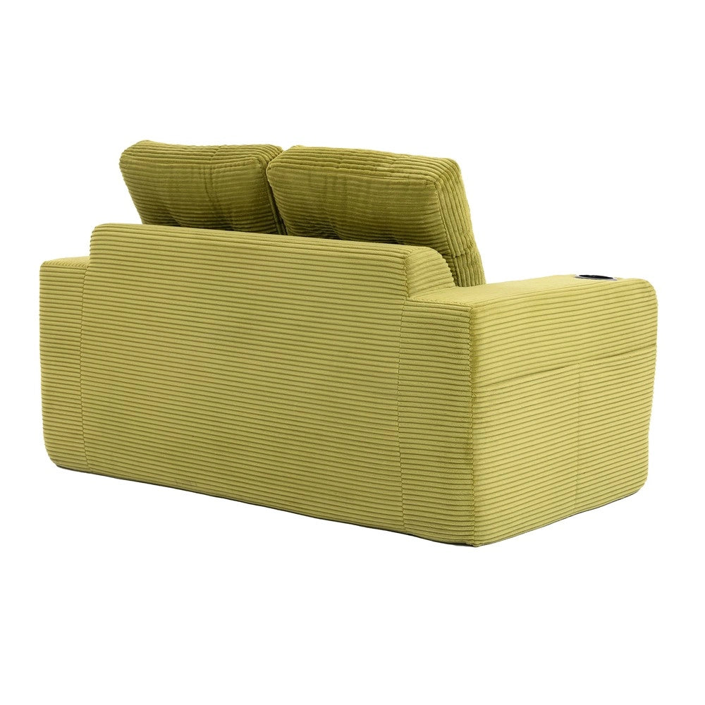 Divano 2 Posti in Tessuto a Coste con Cuscini Trapuntati e Tasche Laterali ¨C MINIMAL ¨C Grigio