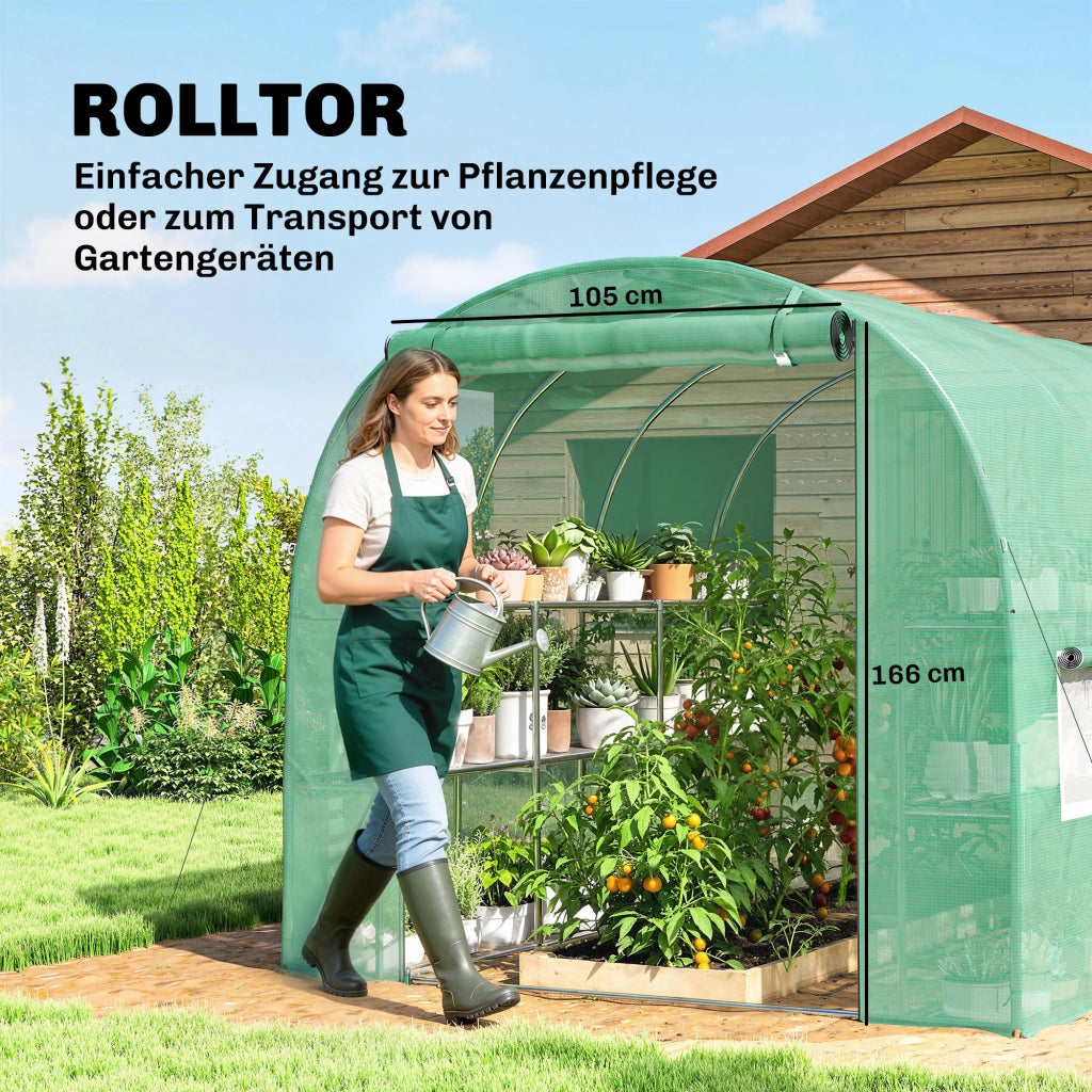 Serra da giardino pieghevole con scaffali e 6 finestre ¨C zephmum ¨C 2,7x2x2 m