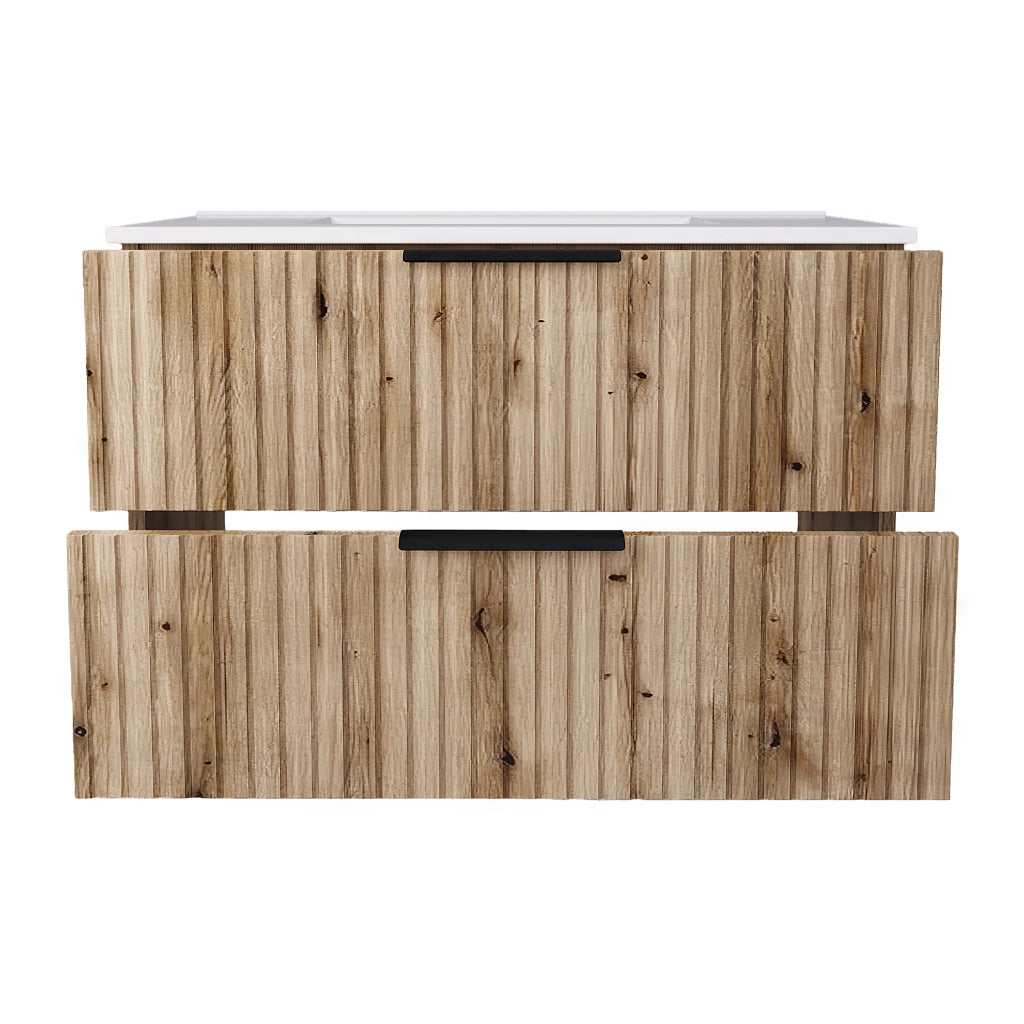 Mobile Sottolavabo Veppenssan con Lavabo e 2 Cassetti 81x47x52 cm - Effetto Rovere [en.casa]