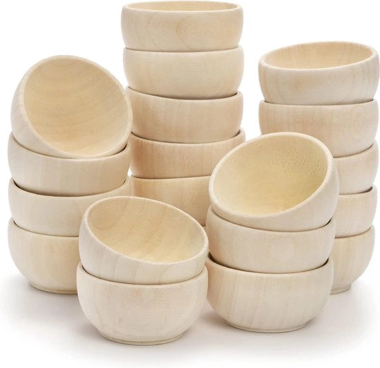 Pacco da 20 contenitori in legno per affettare, contenitori per il condimento, contenitori per le spezie, contenitori per le noci, contenitori per le caramelle, contenitori per i frutti, contenitori per gli snack, 5,7 cm D x 3 cm H