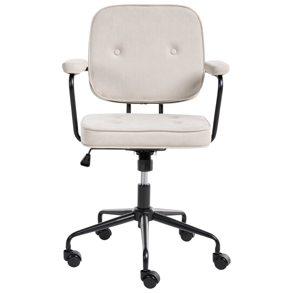 Sedia da ufficio in velluto beige chiaro girevole e regolabile in altezza con braccioli Casa Ufficio Studio Tradizionale