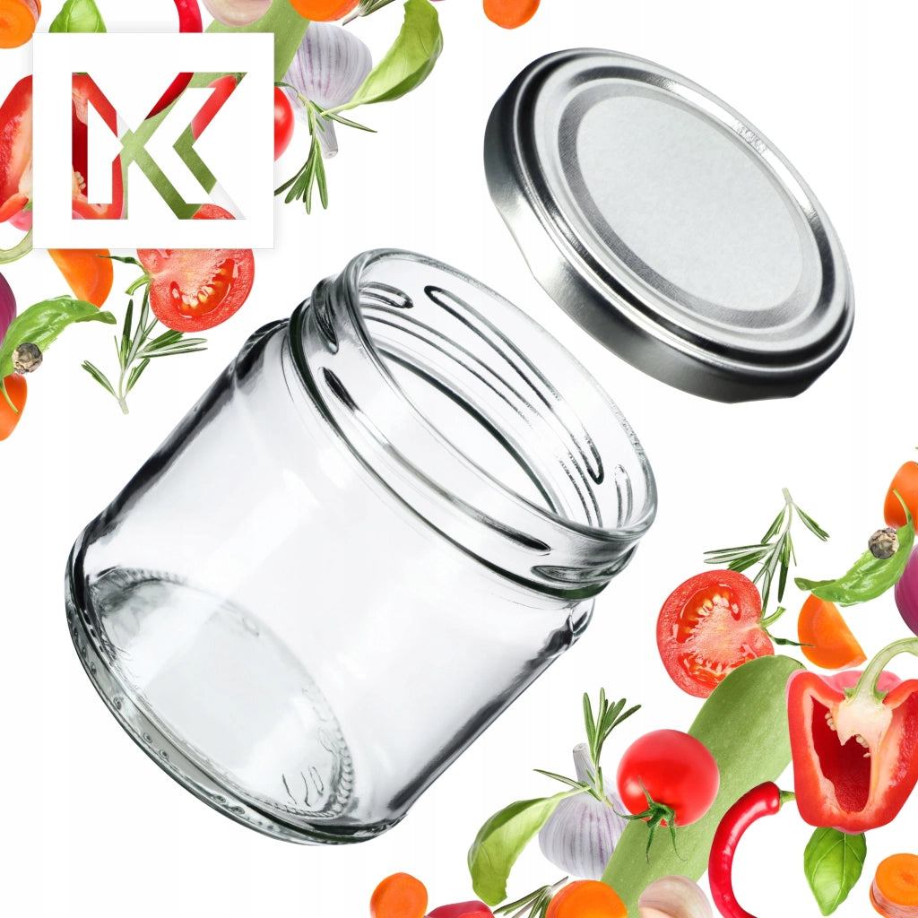 Barattoli per conserve KADAX Lerma 200 ml 10 pezzi 66 mm + coperchi argento