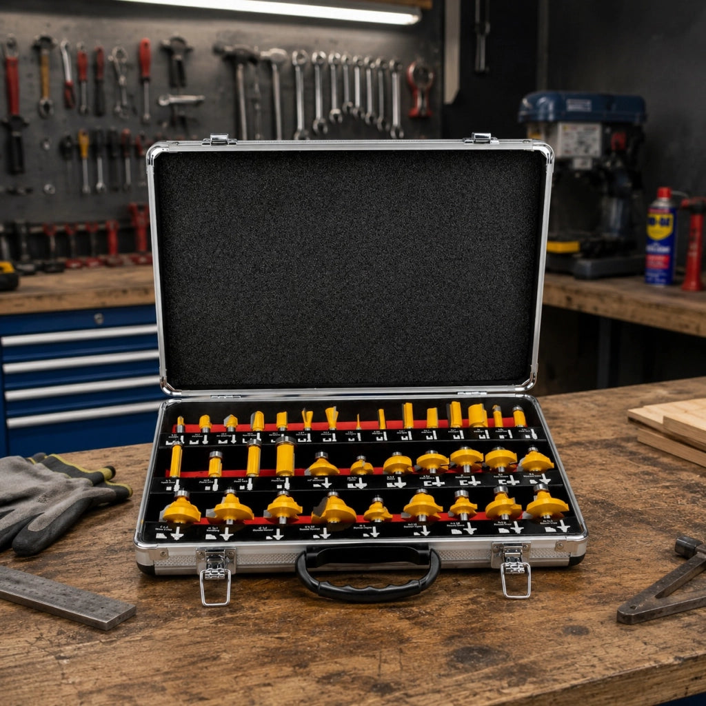 Kit Set 35 Frese Fresa Fresatrice Pantografo Punte per Legno Gambo 6 mm 610113
