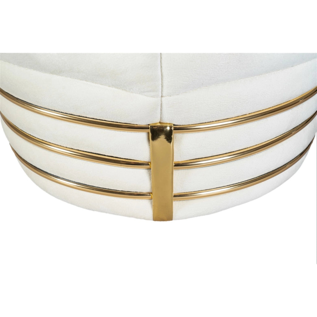 Pouf Doric Avorio e Oro con Finitura Soft