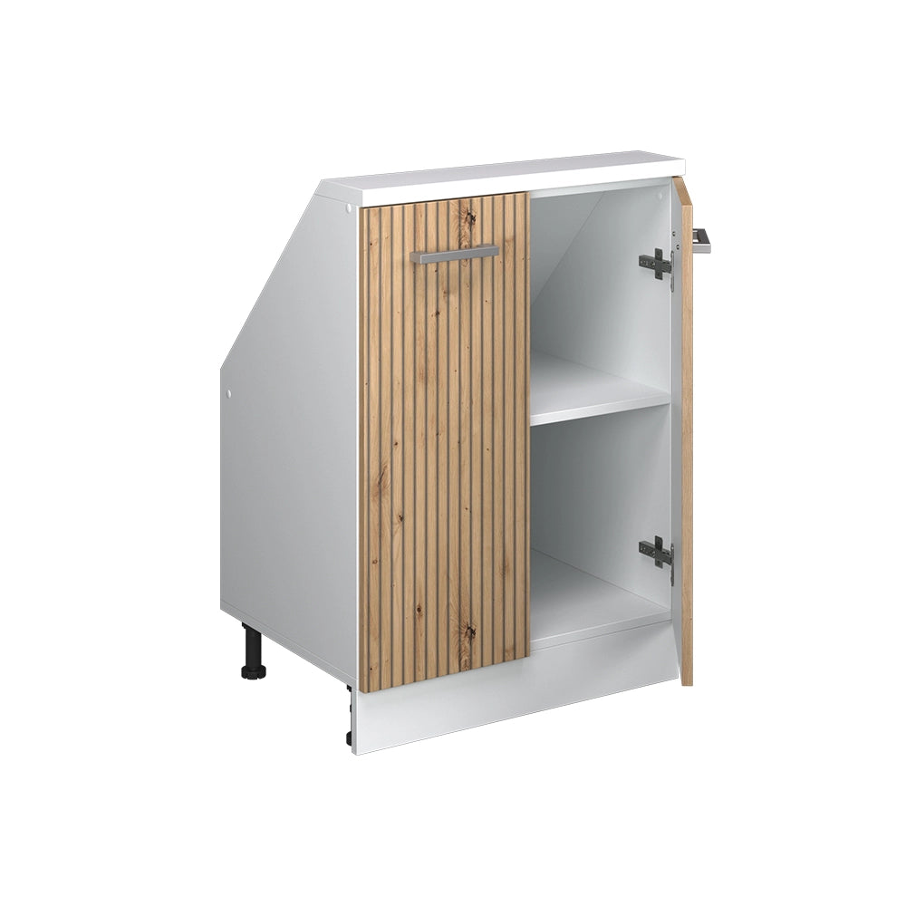 Mobile sottotetto Rion Rovere artigianale/Bianco con 2 porte Vicco