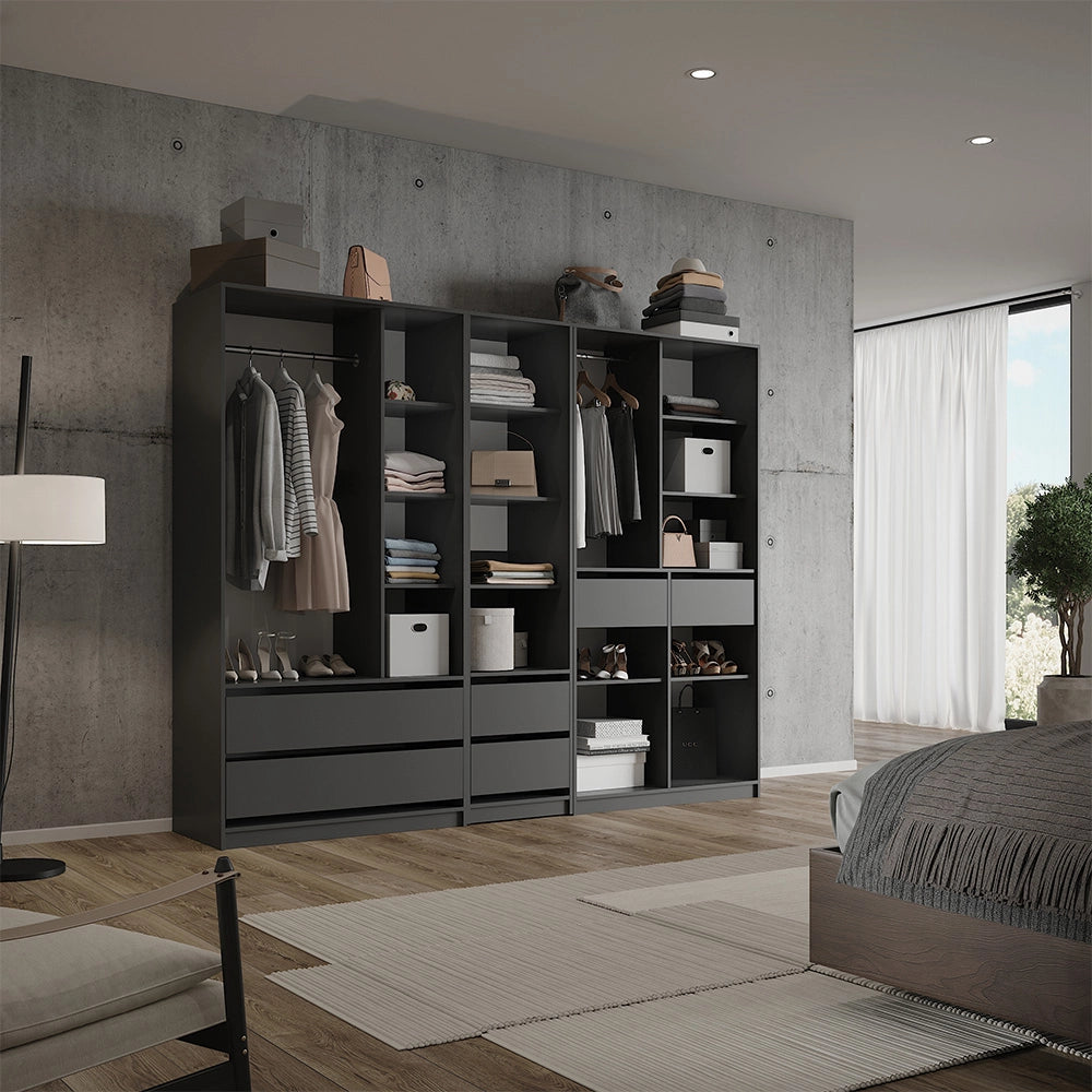 Armadio Elmo Antracite 100 x 200 cm 3 parti Vicco