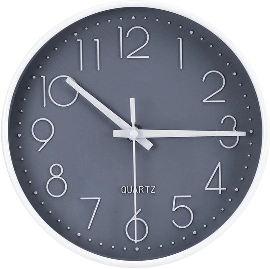 Orologio a Parete Ronde, 20 cm, Stile Moderne, Non Emette Suoni, Orologio Decorativo con Cristallo, Orologio a Parete Preciso, Facile da Leggere, per Ufficio, Cucina, Salotto, Camera da Bambini, Scuola (Grigio)