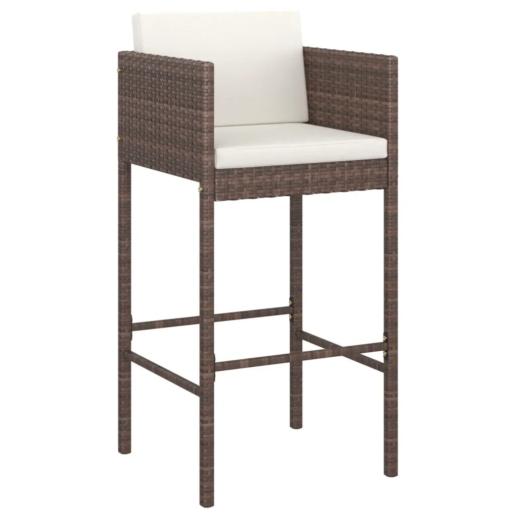 Set Bar da Giardino 9 pz con Cuscini in Polyrattan Marrone 3200650