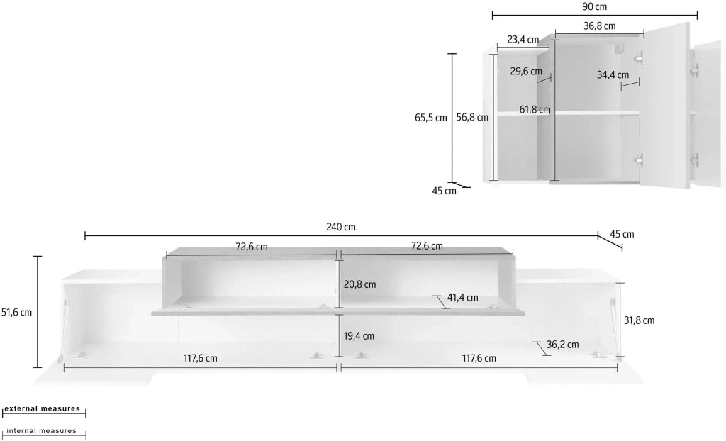 Parete attrezzata soggiorno design moderno pensile bianco antracite Corona Moby Report