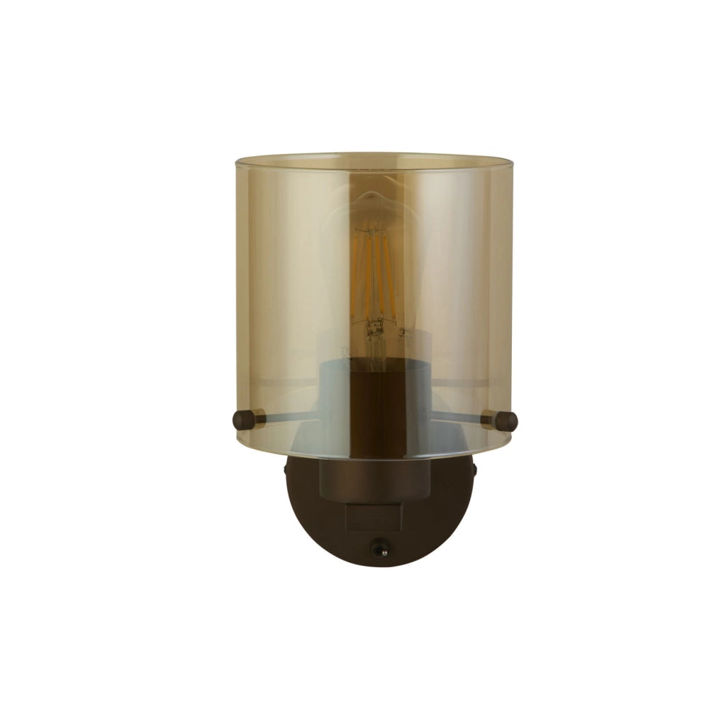 Lampada da parete Sweden 1Lt - Metallo moka e vetro ambra