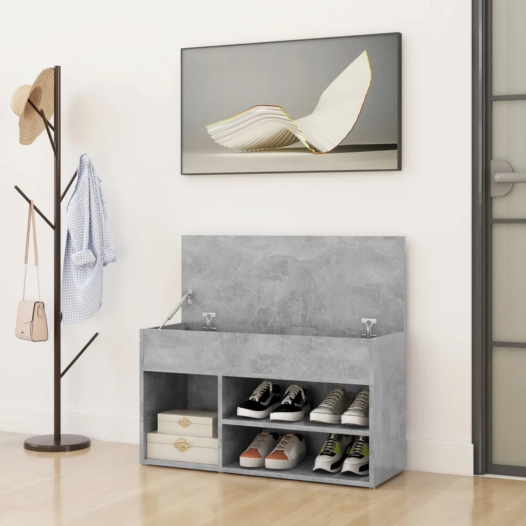 Panca Portascarpe Grigio Cemento 80x30x45 cm in Truciolato 808751