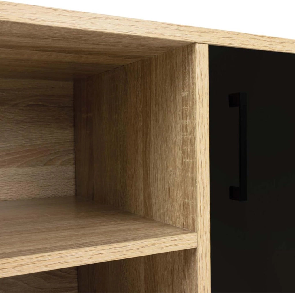 Porta TV BOSTON 140 cm a 2 ante nero di design industriale