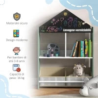Scaffale Portagiochi per Bambini con Ripiani e Cassetti Rimovibili, Verde