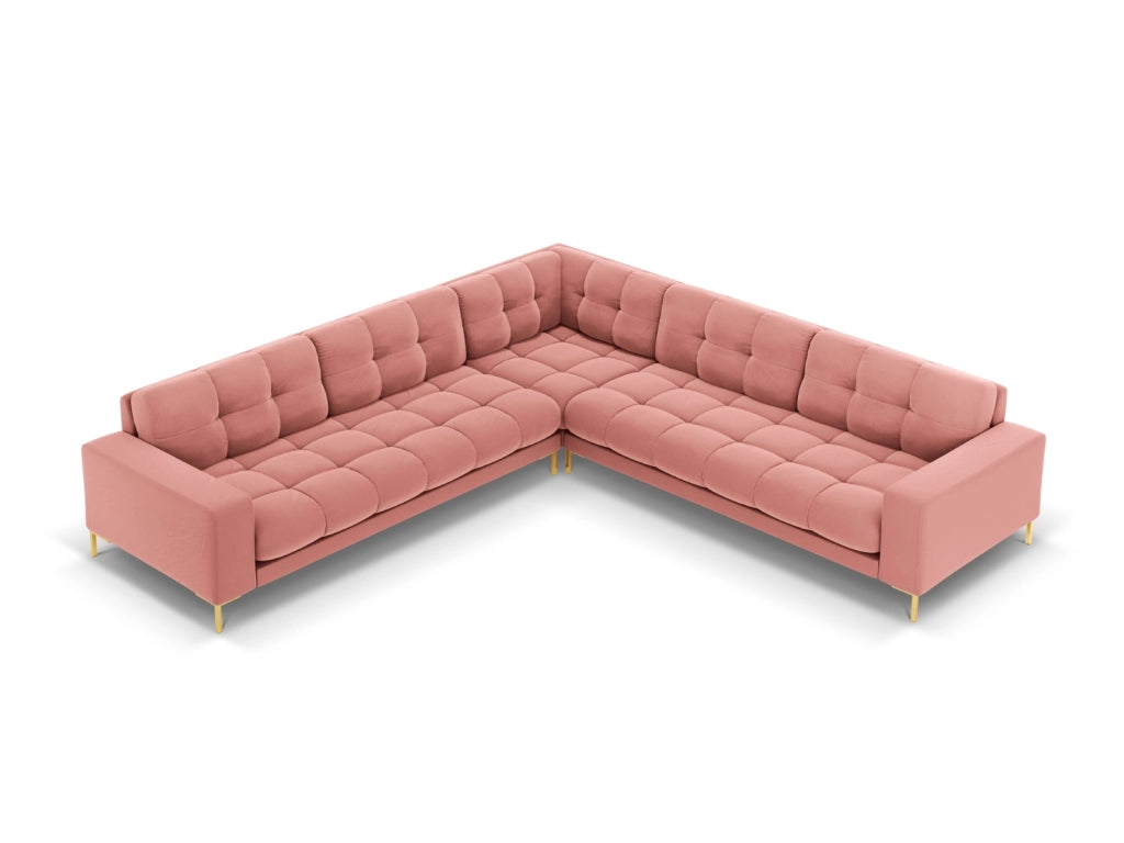 Cosmopolitan Design - Divano angolare reversibile "Bali" 6 posti in velluto rosa 