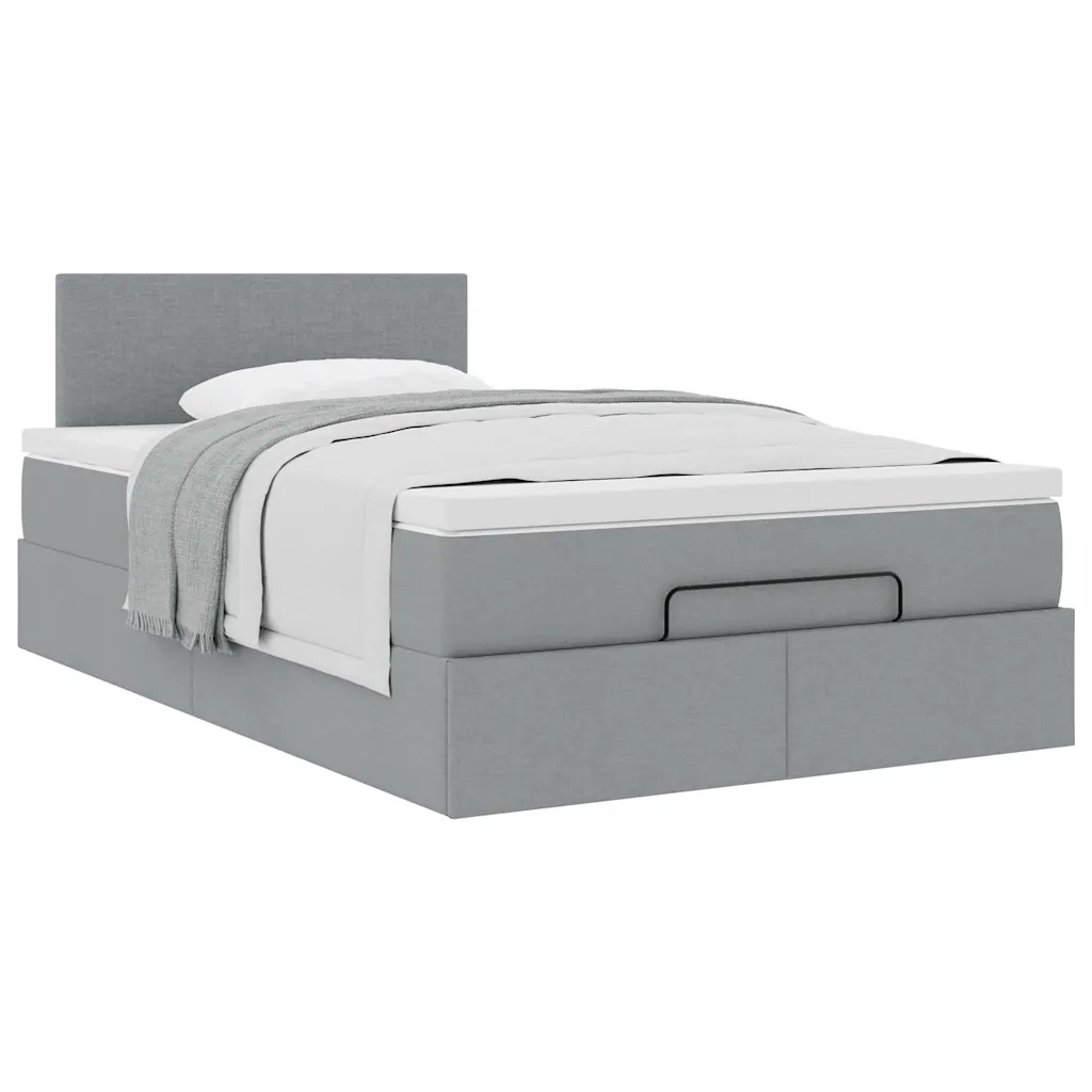 vidaXL Pouf Letto con Materasso Grigio Chiaro 120x200 cm in Tessuto