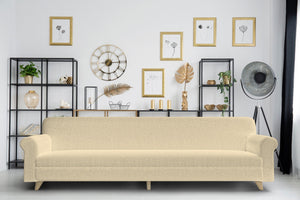 Copridivano Elasticizzato 4 Posti in Poliestere Panna