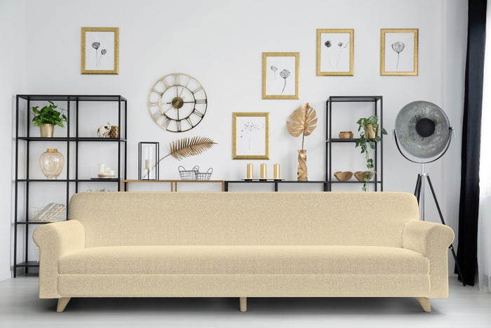 Copridivano Elasticizzato 4 Posti in Poliestere Panna