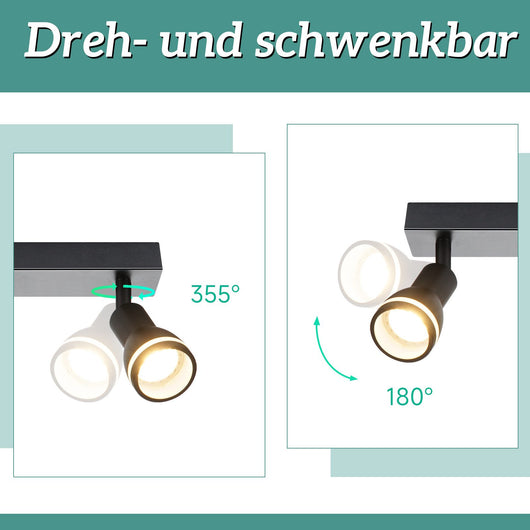 ZMH Faretto da soffitto LED neri 2 lampadine GU10 orientabili moderni per soggiorno