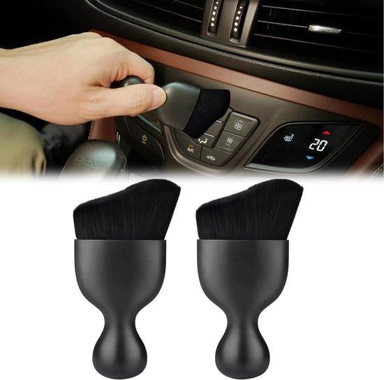 Set di 2 Borsette per Dettaglio Auto con Setole Tese Soft per la Pulizia Interna degli Autoveicoli