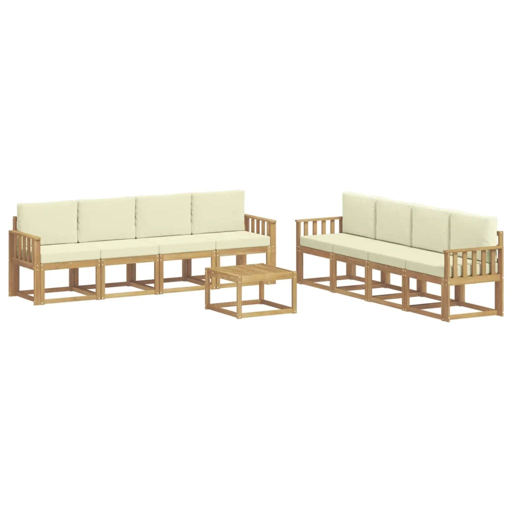 Set di divani da esterno con cuscino 9 pcs Bianco e Crema 3387414