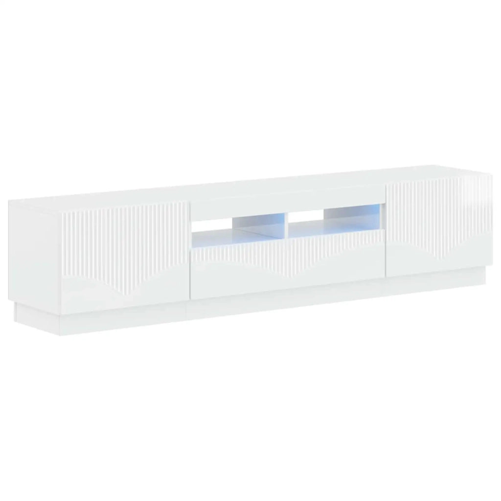 Mobile TV LED a 5 pezzi Bianco Lucido Legno ingegnerizzato 3416844