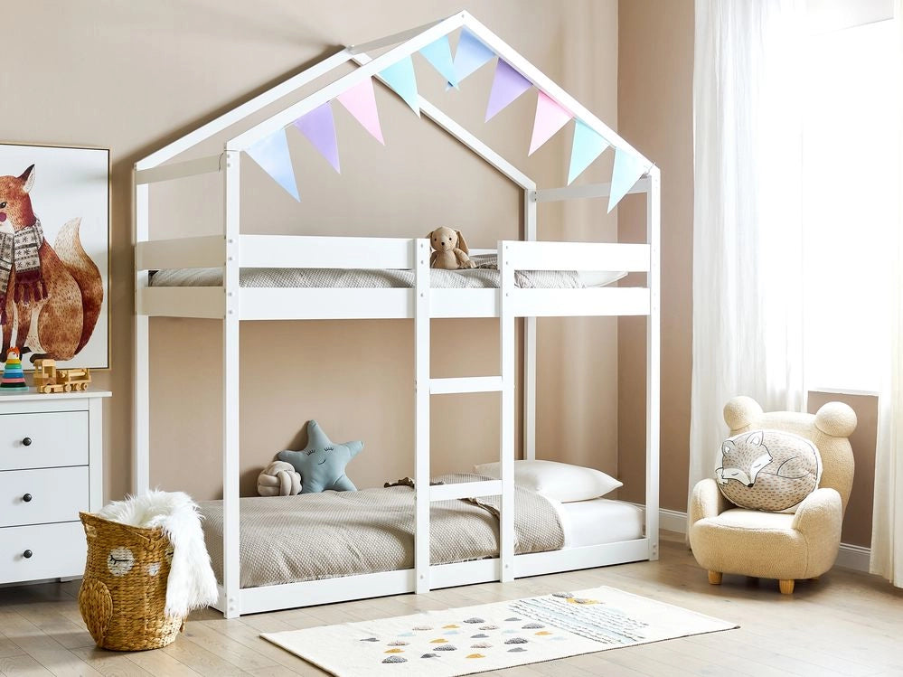 Letto a castello in legno bianco 90 x 200 cm letto cameretta a forma di casa