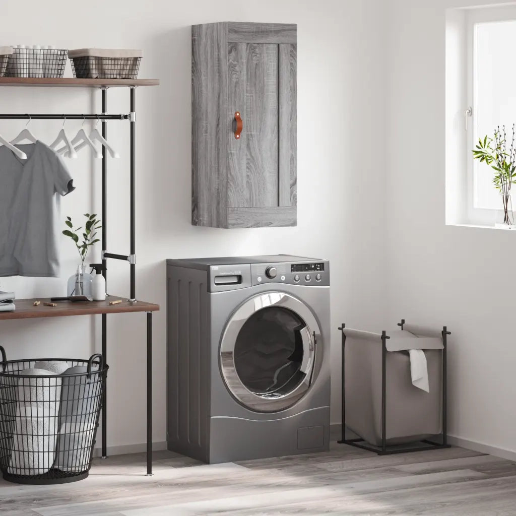 Mobile a Parete Grigio Sonoma 34,5x34x90 cm Legno Multistrato 830482