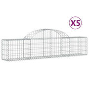 Cestini gabbioni recinzione a gabbia muro di contenimento ad arco 5 pezzi 200 x 30 x 40/60 cm ferro zincato argento 02_0040879