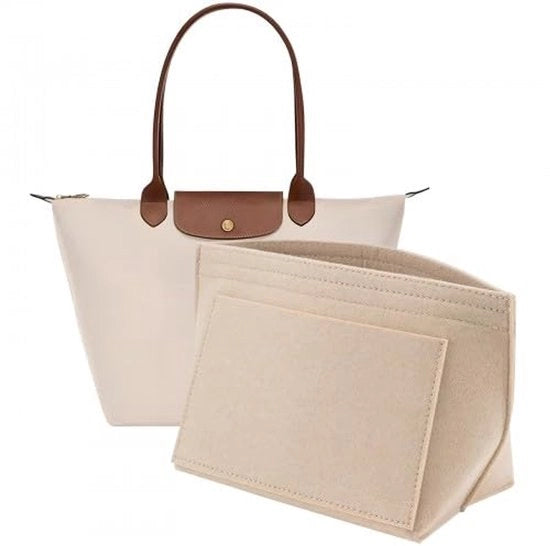 Organizzatore di tasca in vilten per borse da viaggio, organizzatore con più compartimenti, organizzatore da portare con te, tasca interna per chiavi e matita, bottiglia di acqua (beige, M)