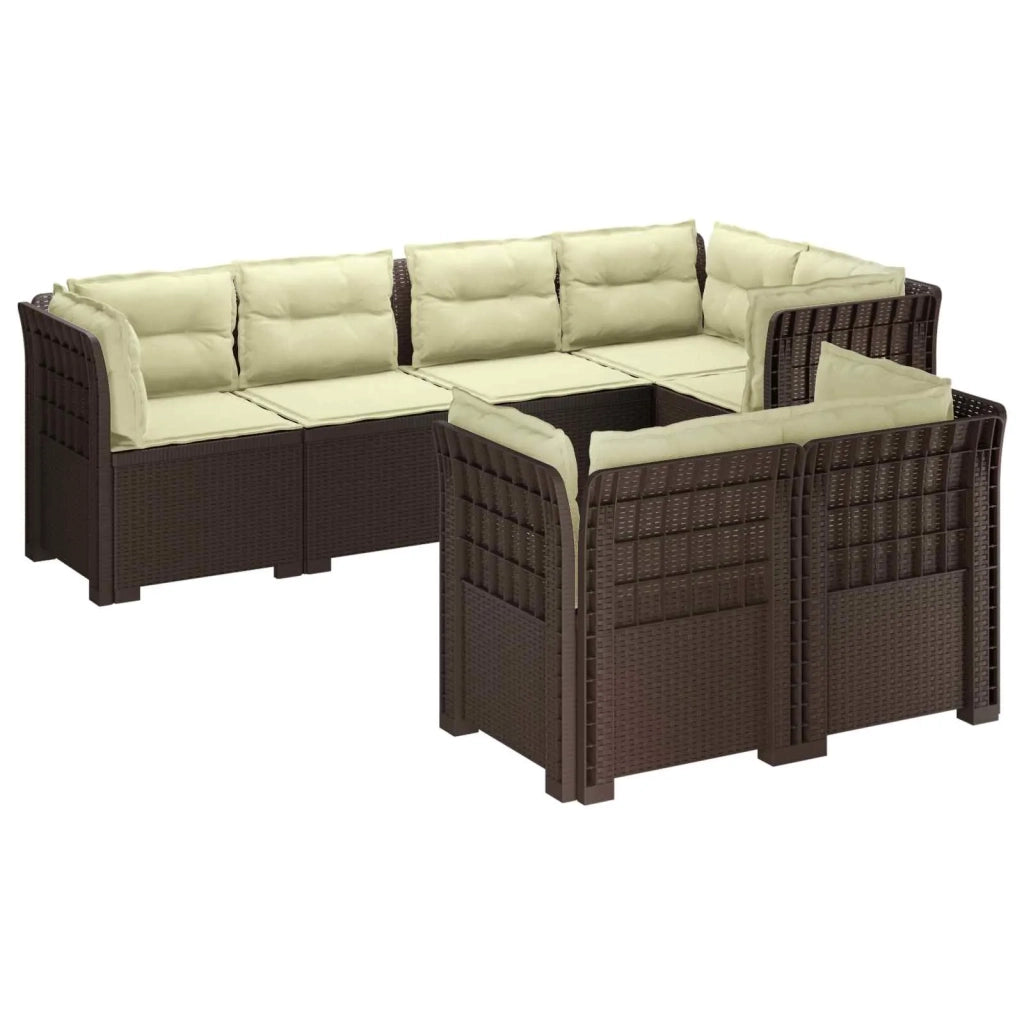 Divano 7 Posti da Giardino con Cuscini Aspetto Rattan PP 3444162
