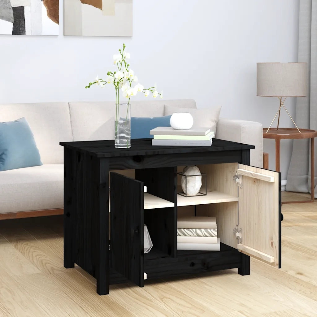 Tavolino da salotto | Tavolino da caff¨¨ | Tavolino da Soggiorno Nero 71x49x55cm in Legno Massello di Pino