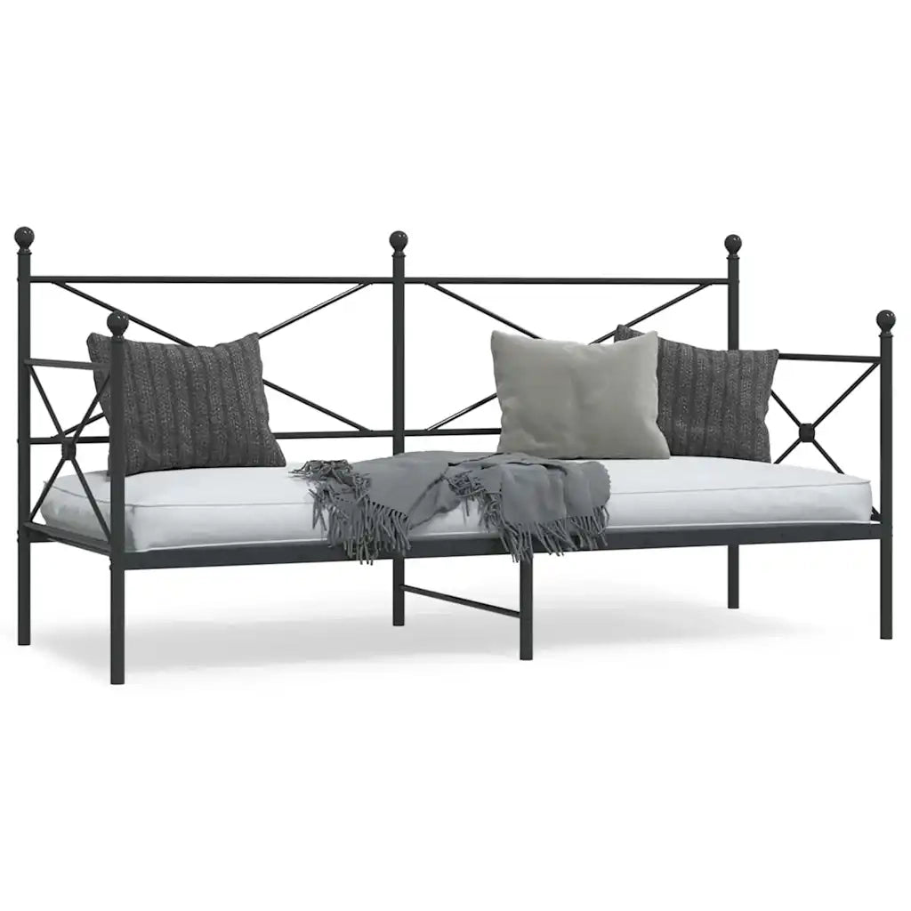 Letto singolo | Letto per adulti | Dormeuse senza Materasso Nero 75x190 cm in Acciaio