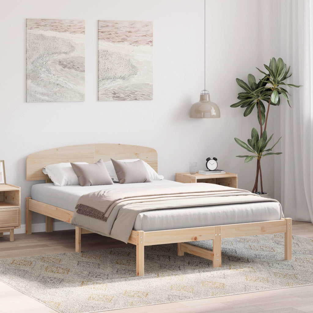 Struttura Letto con Testiera 140x190 cm Legno Massello di Pino