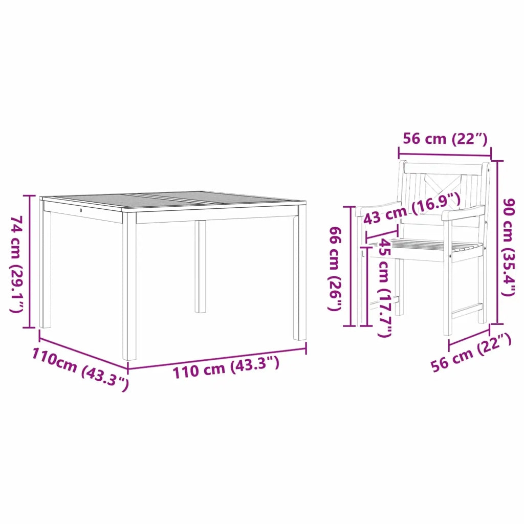 Set da Pranzo per Giardino 3 pcs Marrone 3375658