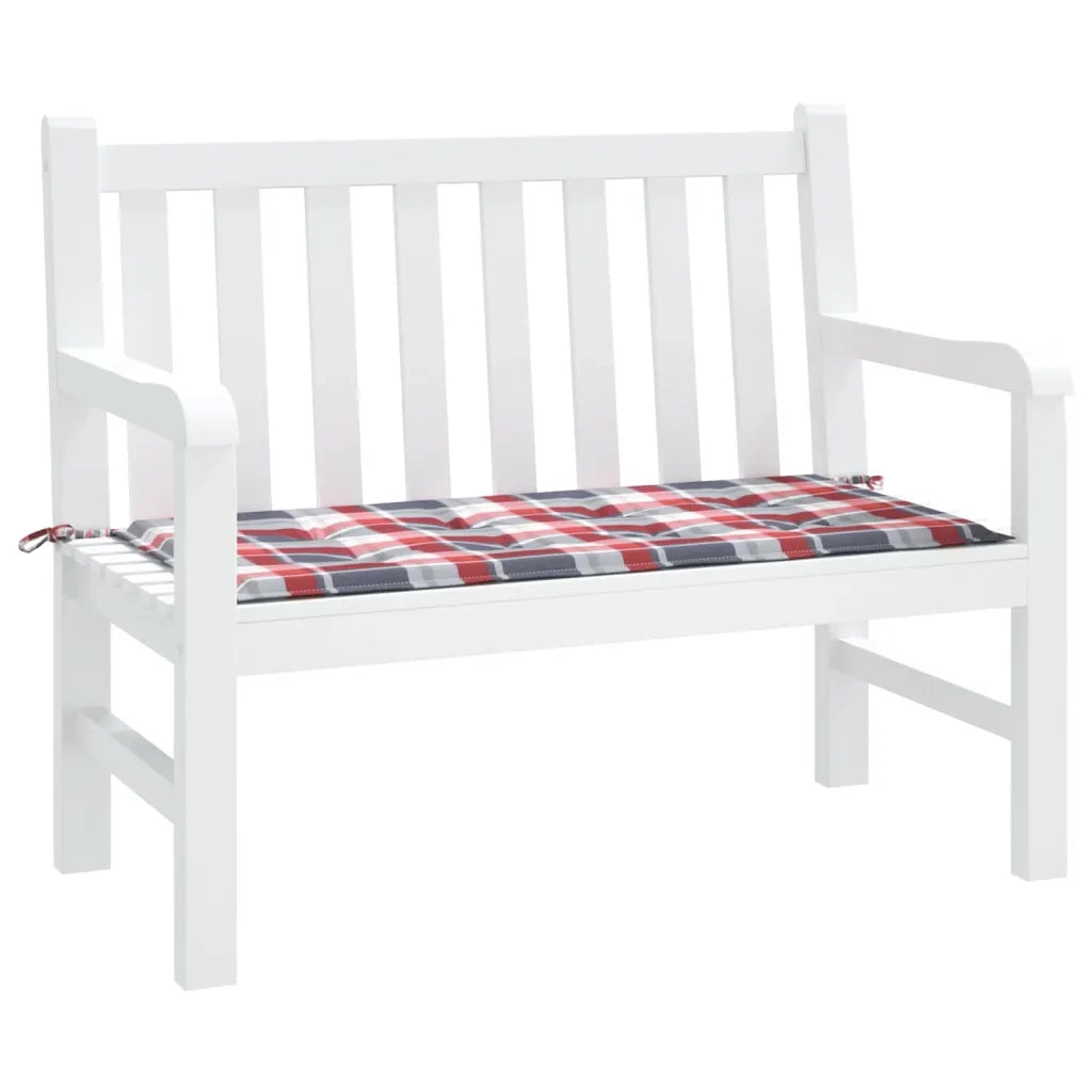 Cuscino Panca da Giardino a Quadri Rossi 100x50x3 cm in Tessuto