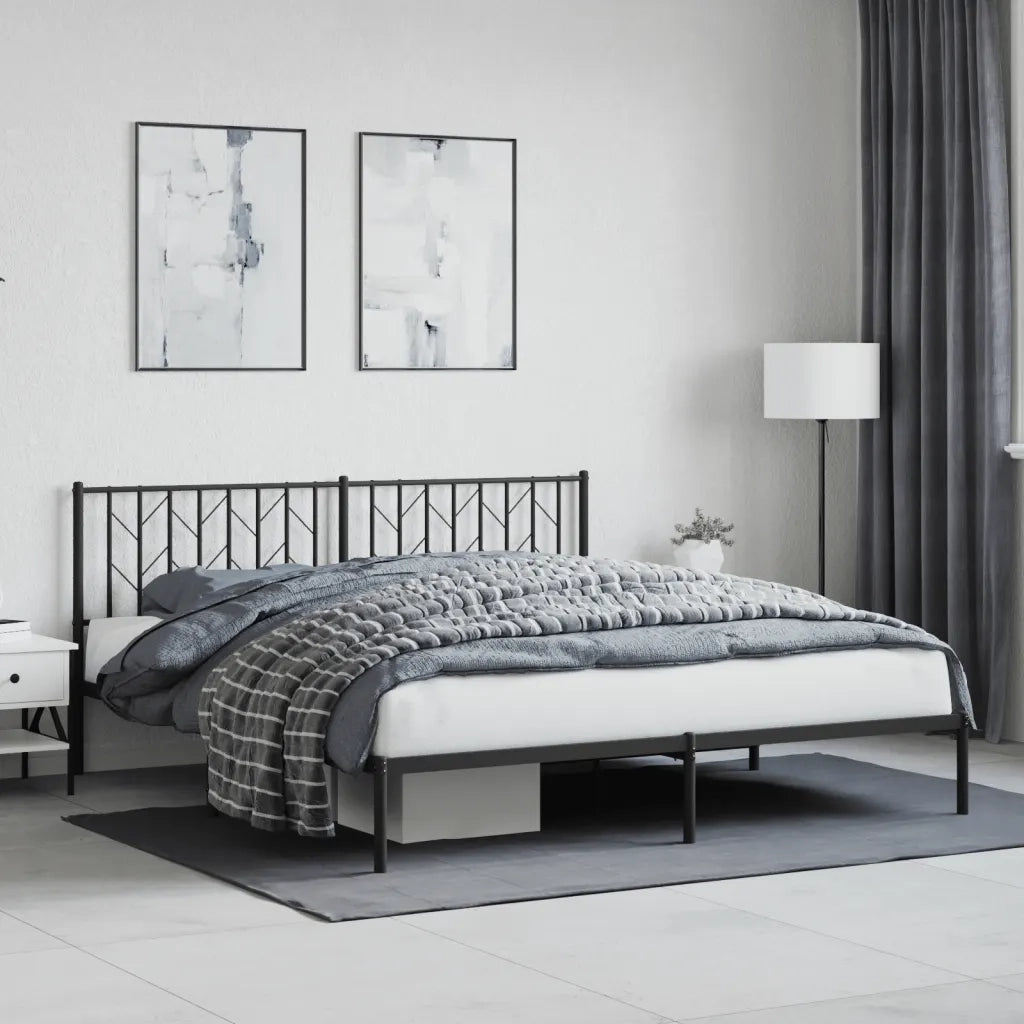 Giroletto con Testiera in Metallo Nero 180x200 cm 374441