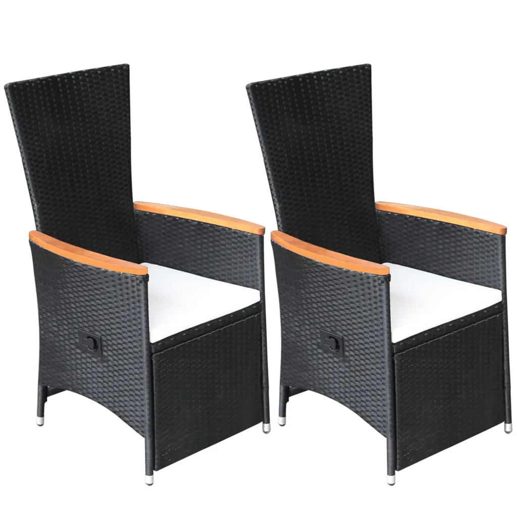 Set Mobili da Pranzo per Giardino 7 pz in Polyrattan Nero cod mxl 40914